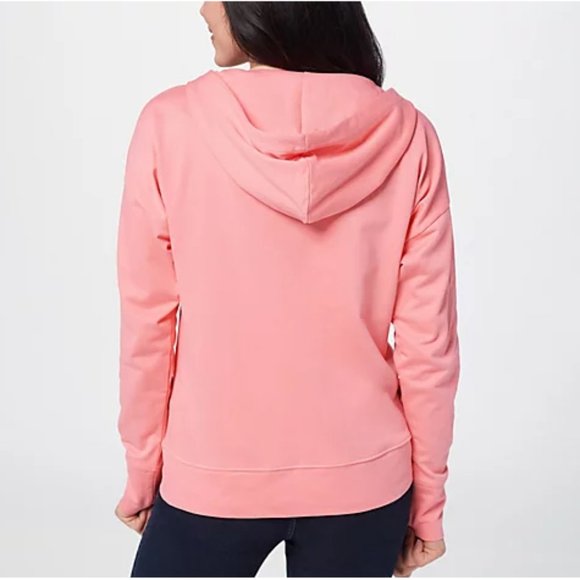 Seed to Style Organic Cotton Solid French Terry Zip-Up Hoodie Coral Large NWT - Picture 2 of 14